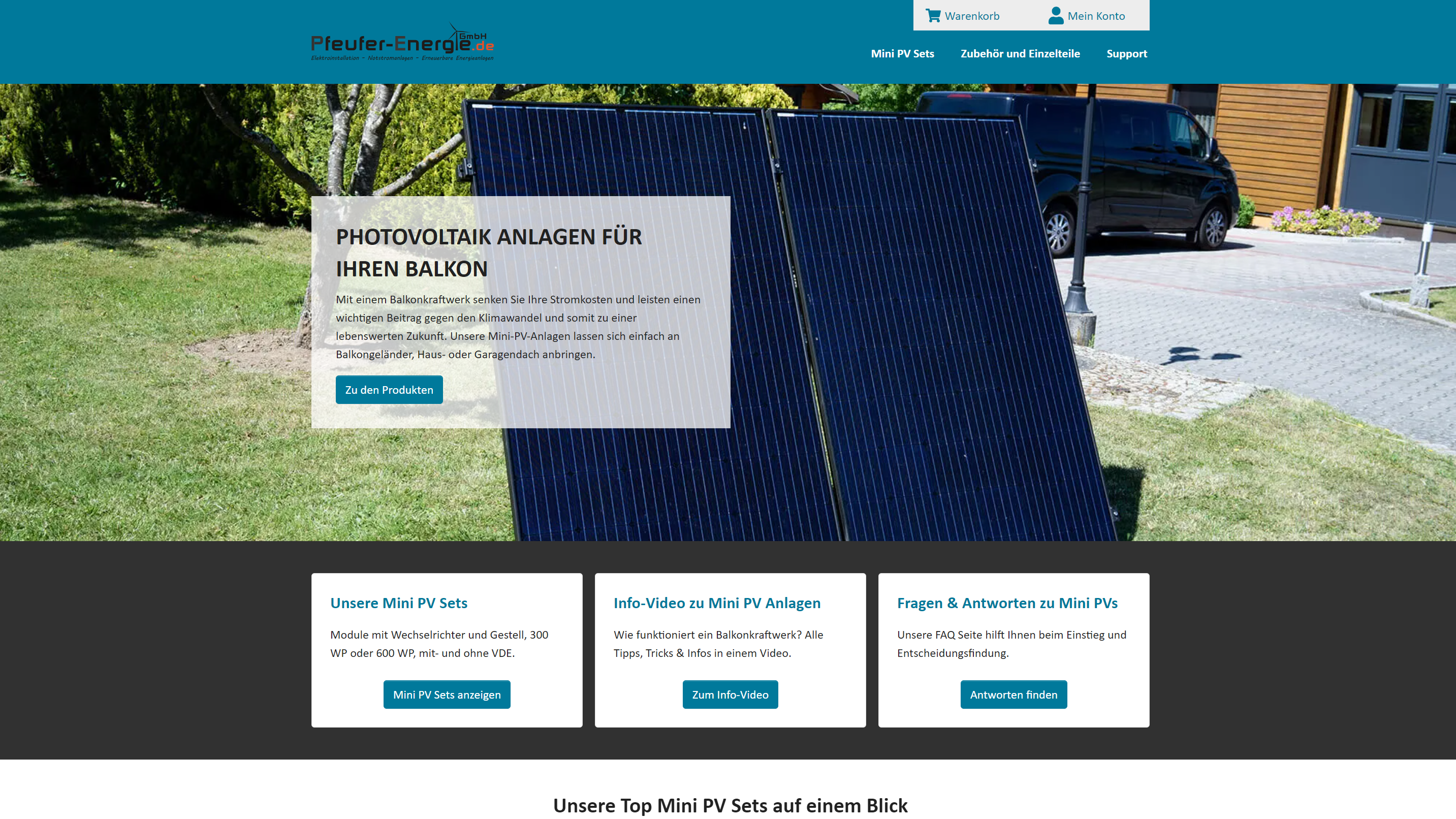 Homepage vom Online-Shop Balkon-Energie.de